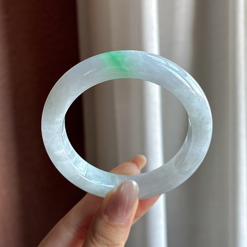 糯冰白底青正圈平安镯 54圈（yc729566）