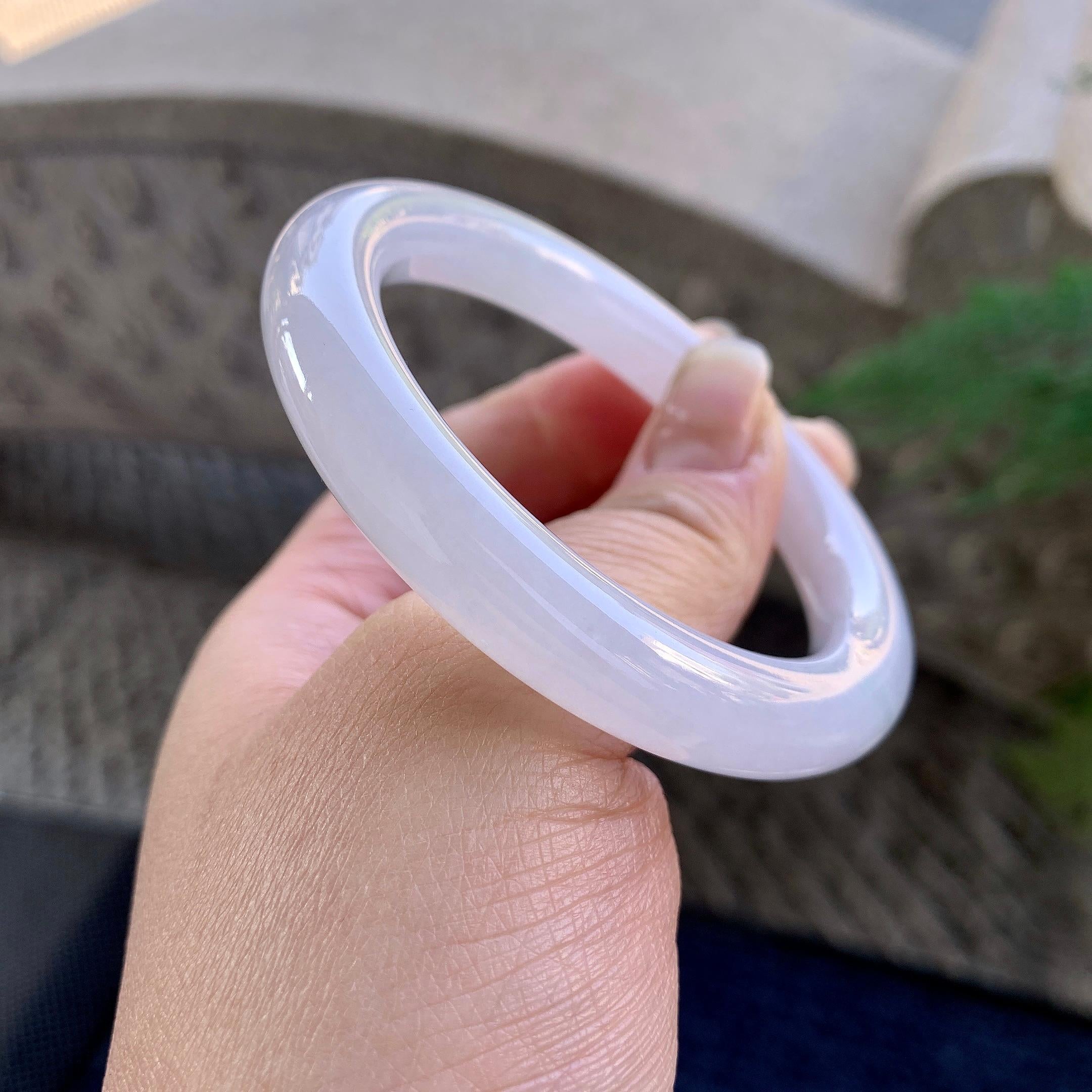 糯冰种无色圆条手镯（53.7mm）（yc305700）