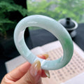 细糯种飘绿正圈平安镯55.5圈 天然缅甸A货翡翠（yc473061）