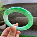 细糯种飘绿圆条手镯（58.3mm）（yc223252）
