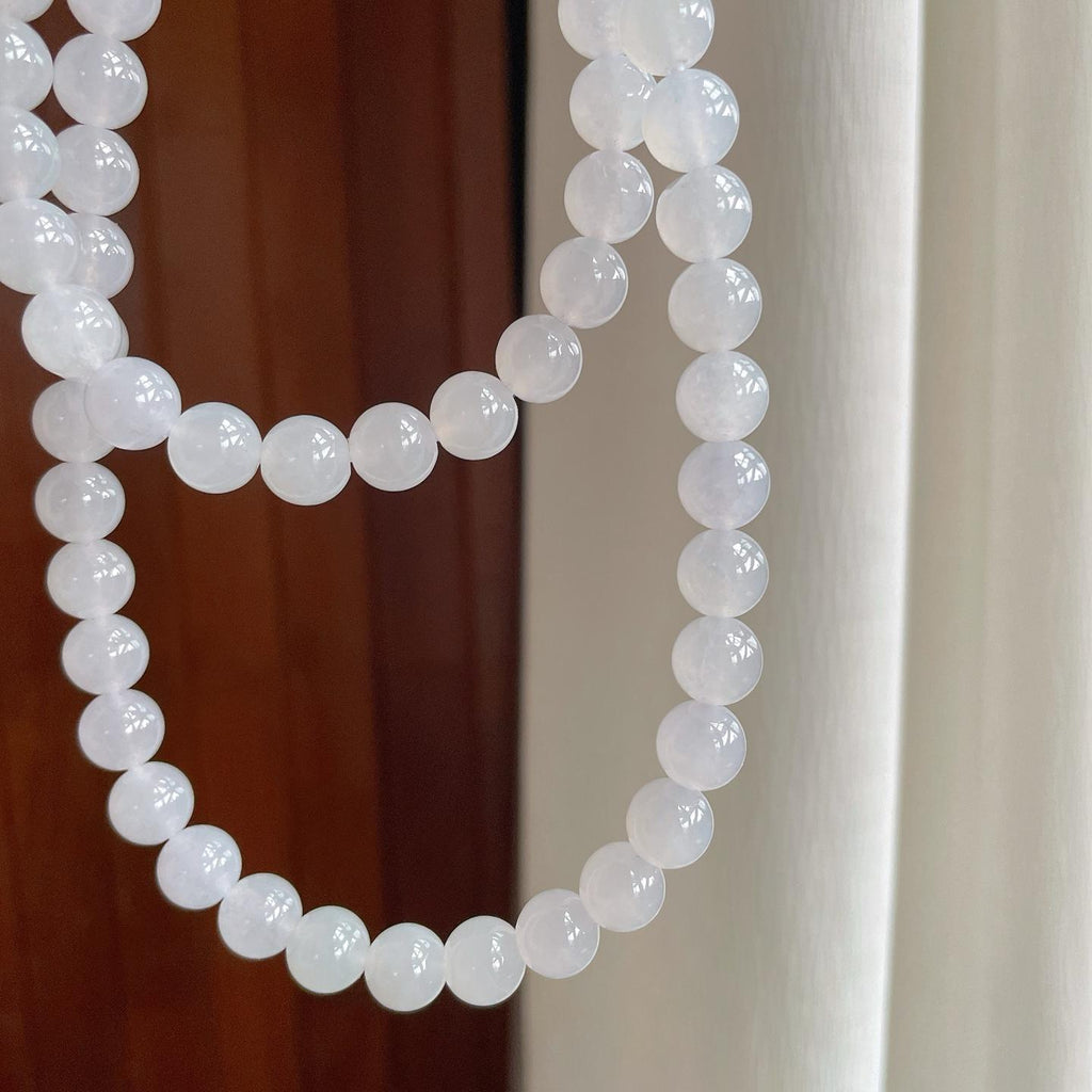 糯冰白冰翡翠珠串项链（yc260360）