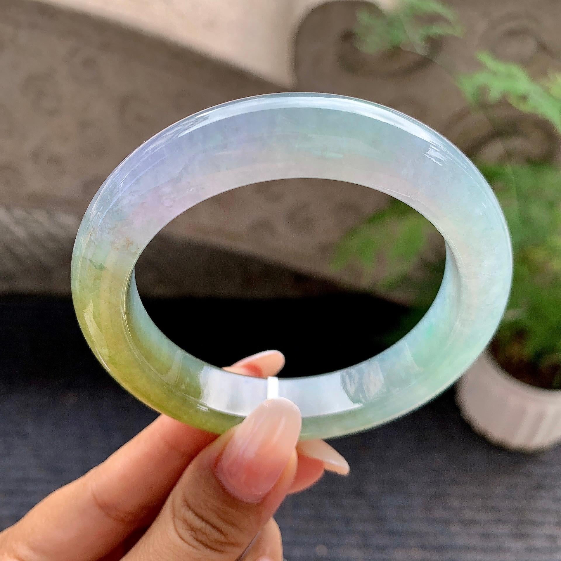 糯冰种多彩平安镯（58.4mm）（yc195943）