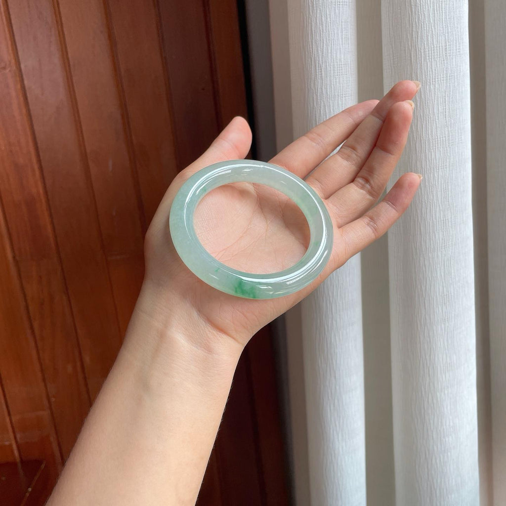 冰种带色翡翠圆条手镯（55.3mm）（yc407680）