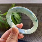细糯种飘绿花正圈平安镯54.4圈口 天然缅甸A货翡翠（yc330287）