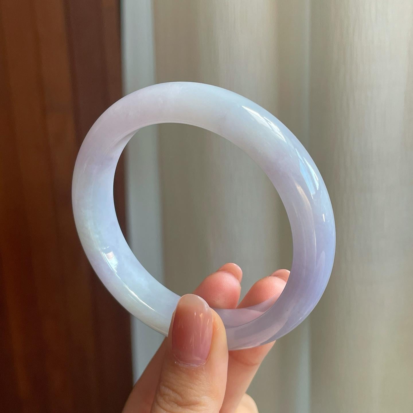 糯冰淡春底翡翠平安镯（57mm)（yc329482）