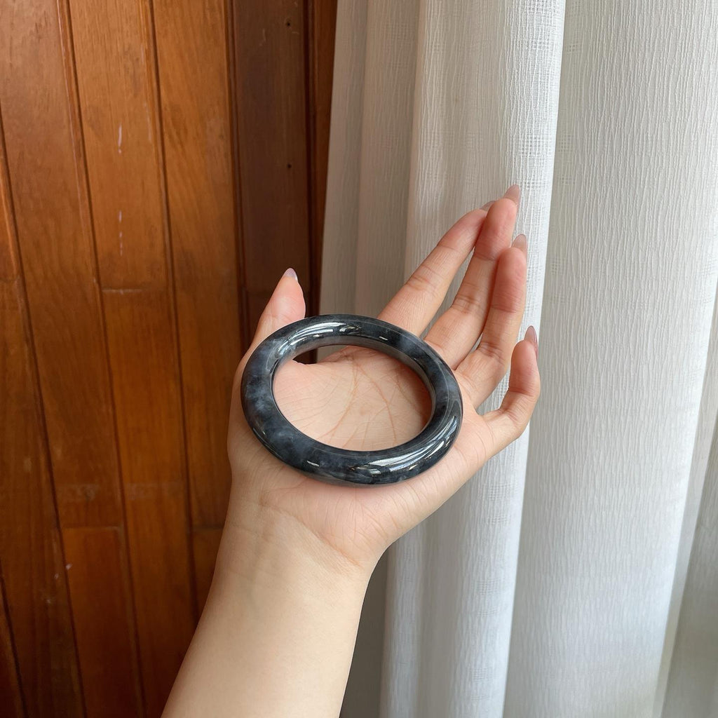 糯冰乌鸡翡翠圆条手镯（57.2mm）（yc291765）