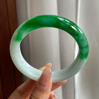 糯冰种白底青翡翠平安镯（57mm）（yc197231）