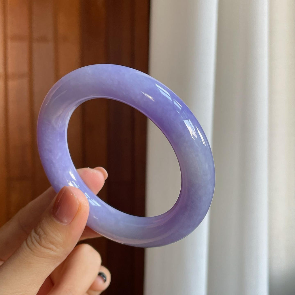 糯冰紫罗兰翡翠圆条手镯（55.5mm）（yc278686）
