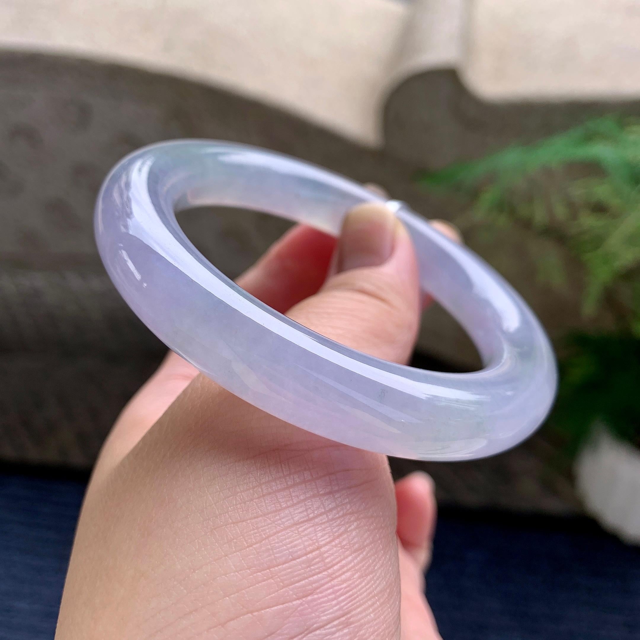 糯冰种紫罗兰圆条手镯（55.8mm）（yc233913）