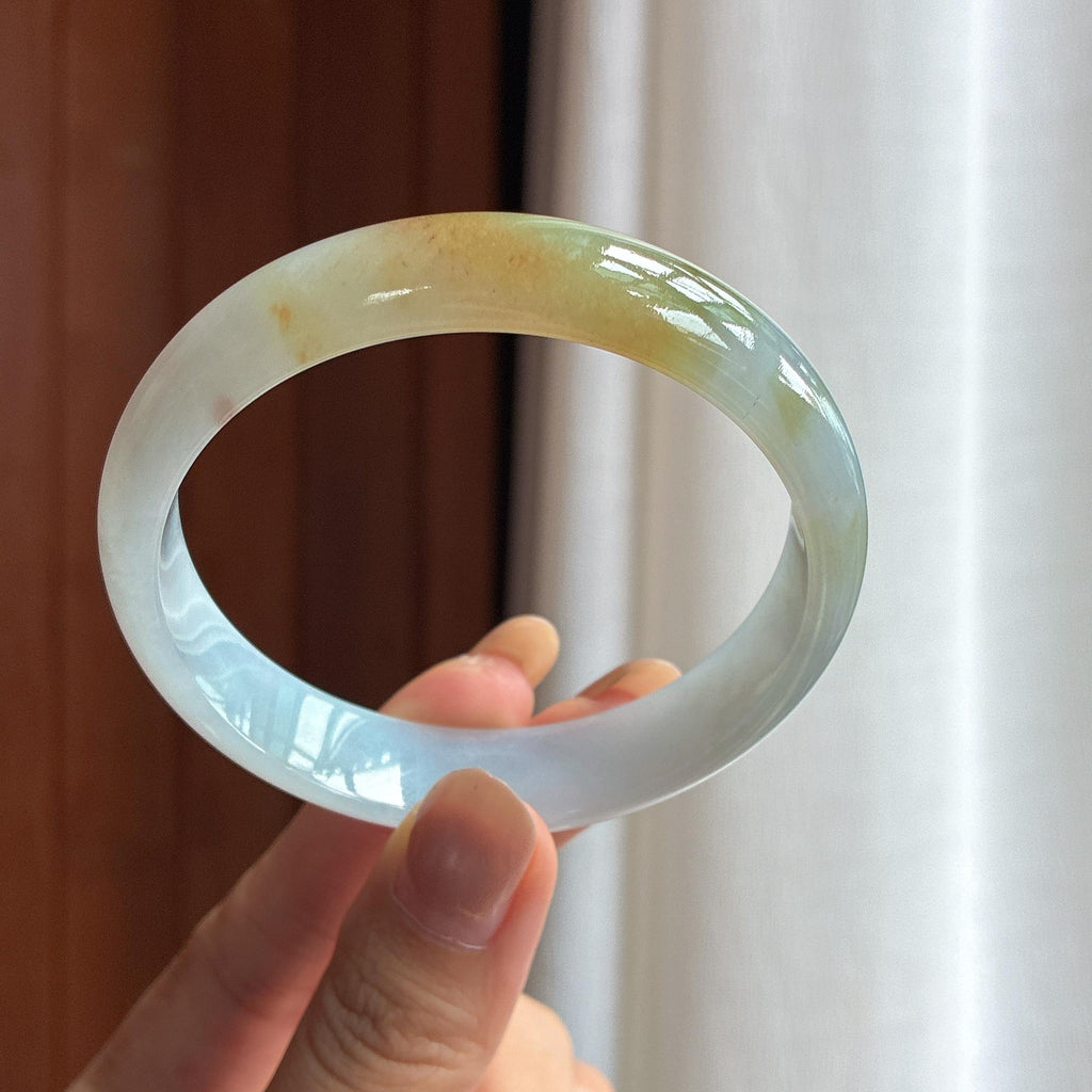 糯冰黄翡翡翠平安镯 58圈（yc424206）