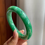 细糯种满绿翡翠圆条手镯（55mm）