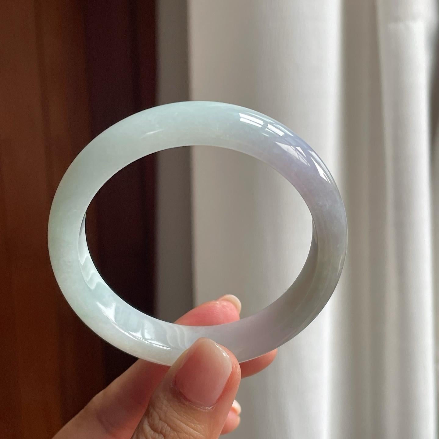 糯冰淡春彩翡翠平安镯（56.5mm）（yc377383）