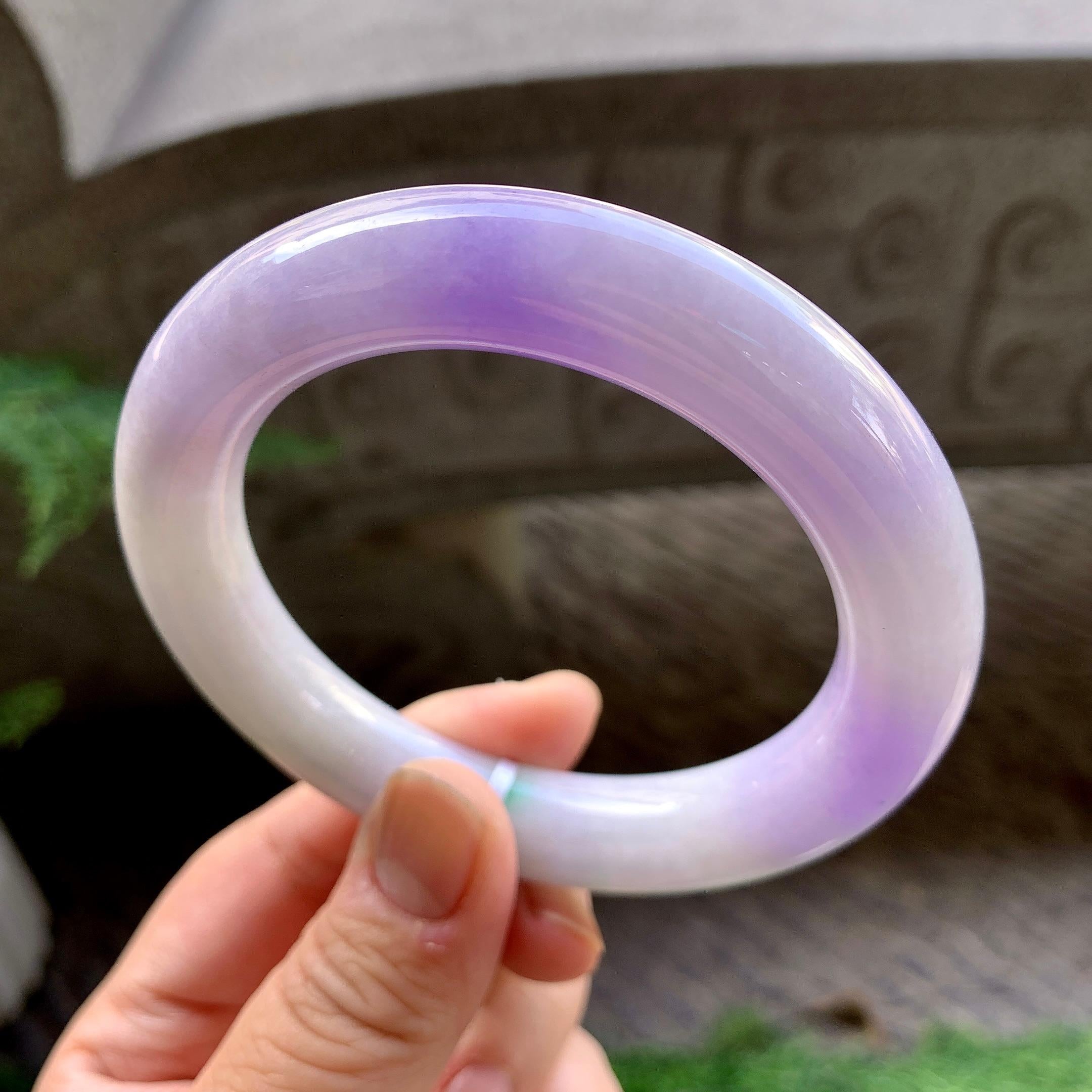 糯种紫罗兰飘花圆条手镯（58.7mm）（yc259069）