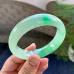 糯冰种飘绿宽版轮胎手镯（55.4mm）（yc249431）