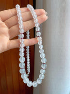 18k金镶冰玻种无色翡翠珠串项链（yc241846）