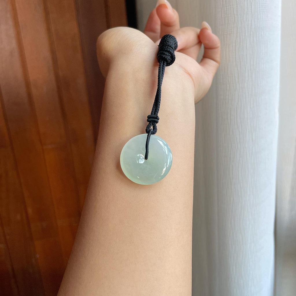 糯冰淡底色翡翠平安扣（yc241873）