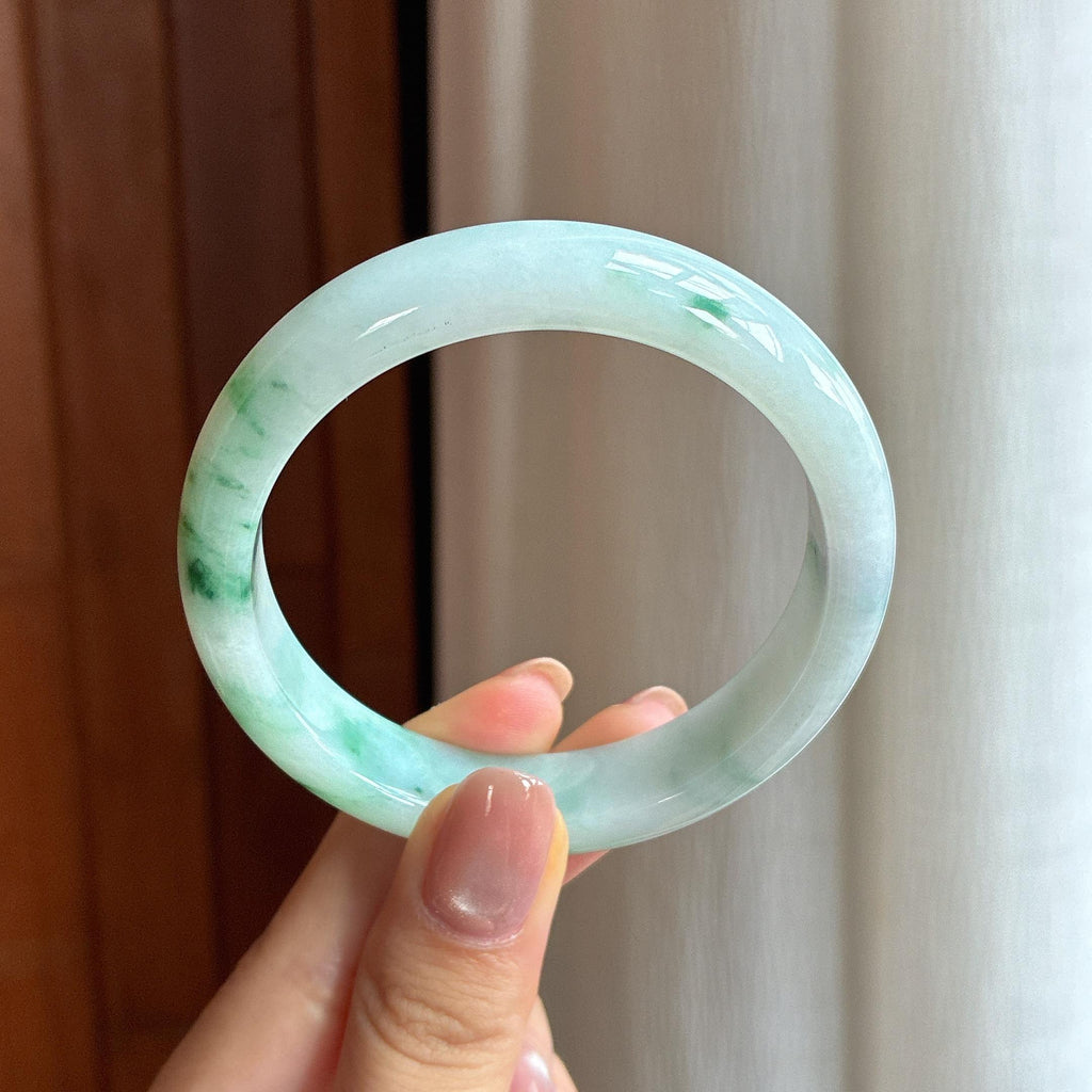 糯种飘花翡翠平安镯55圈（yc426857）