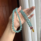 Vòng cổ hạt ngọc bích phủ băng lam xanh hoa trôi nổi Ngọc phỉ thúy tự nhiên hạng A Myanmar (yc451542)