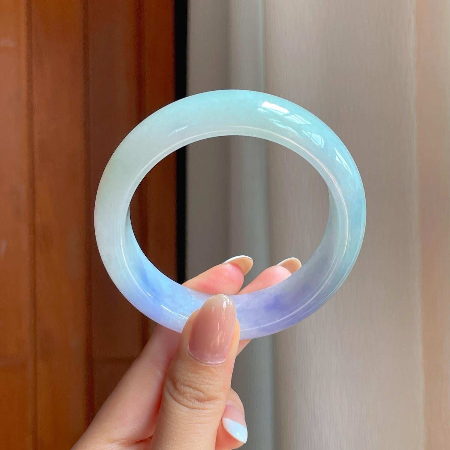 糯冰紫罗兰宽版翡翠平安镯（57.4mm)（yc374846）