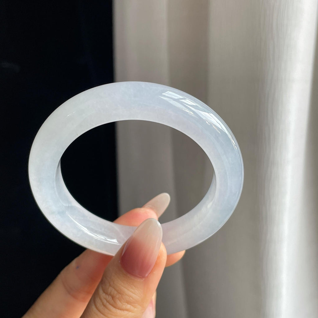 冰种淡春底翡翠平安镯（53mm）（yc293406）