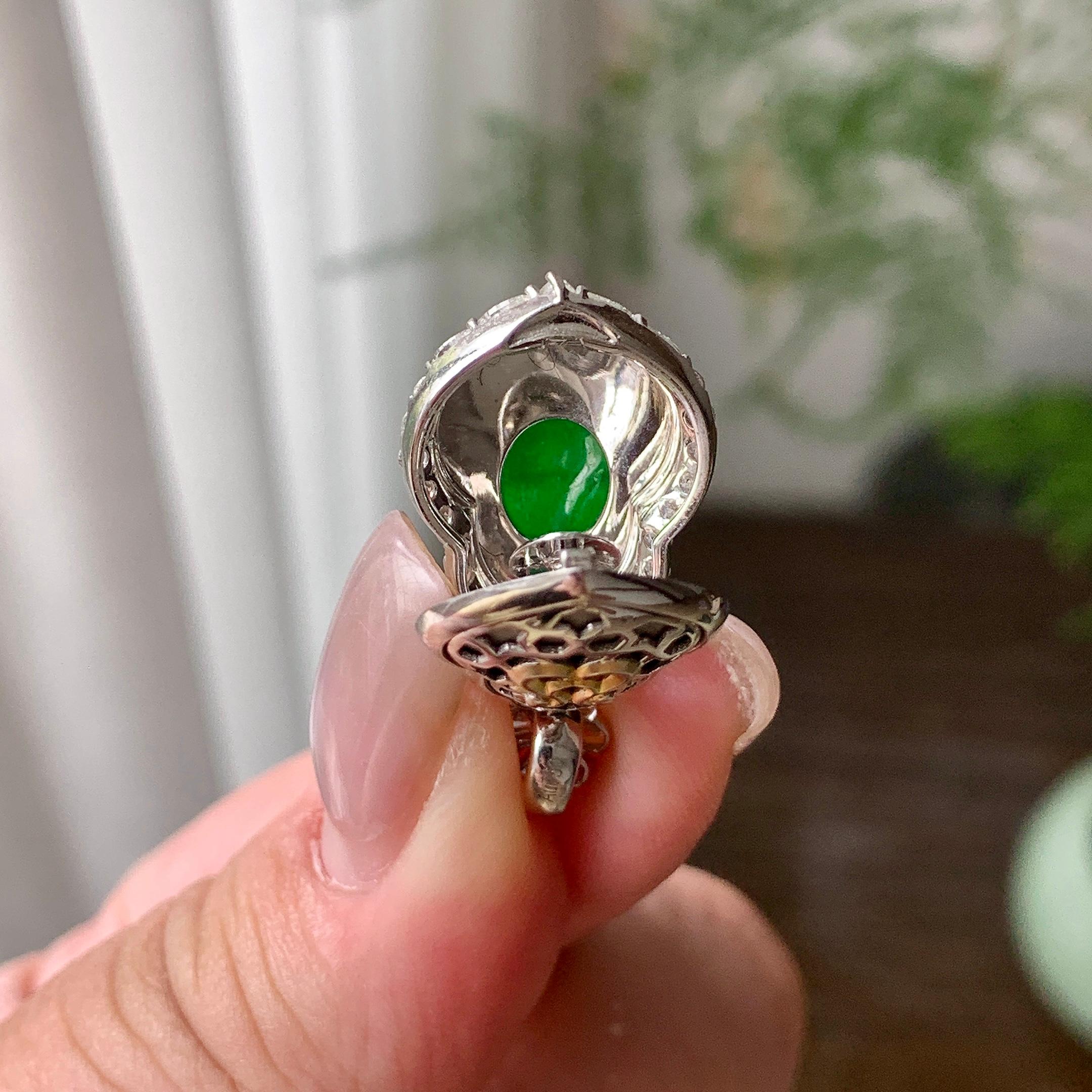18K金钻镶糯冰种满绿葫芦吊坠  天然缅甸A货翡翠（yc419951）