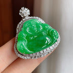 18k金镶糯冰满绿翡翠佛公（yc248488）