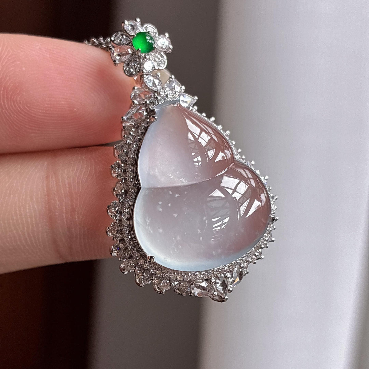 18k金镶高冰种雪花棉葫芦挂件（yc773335）