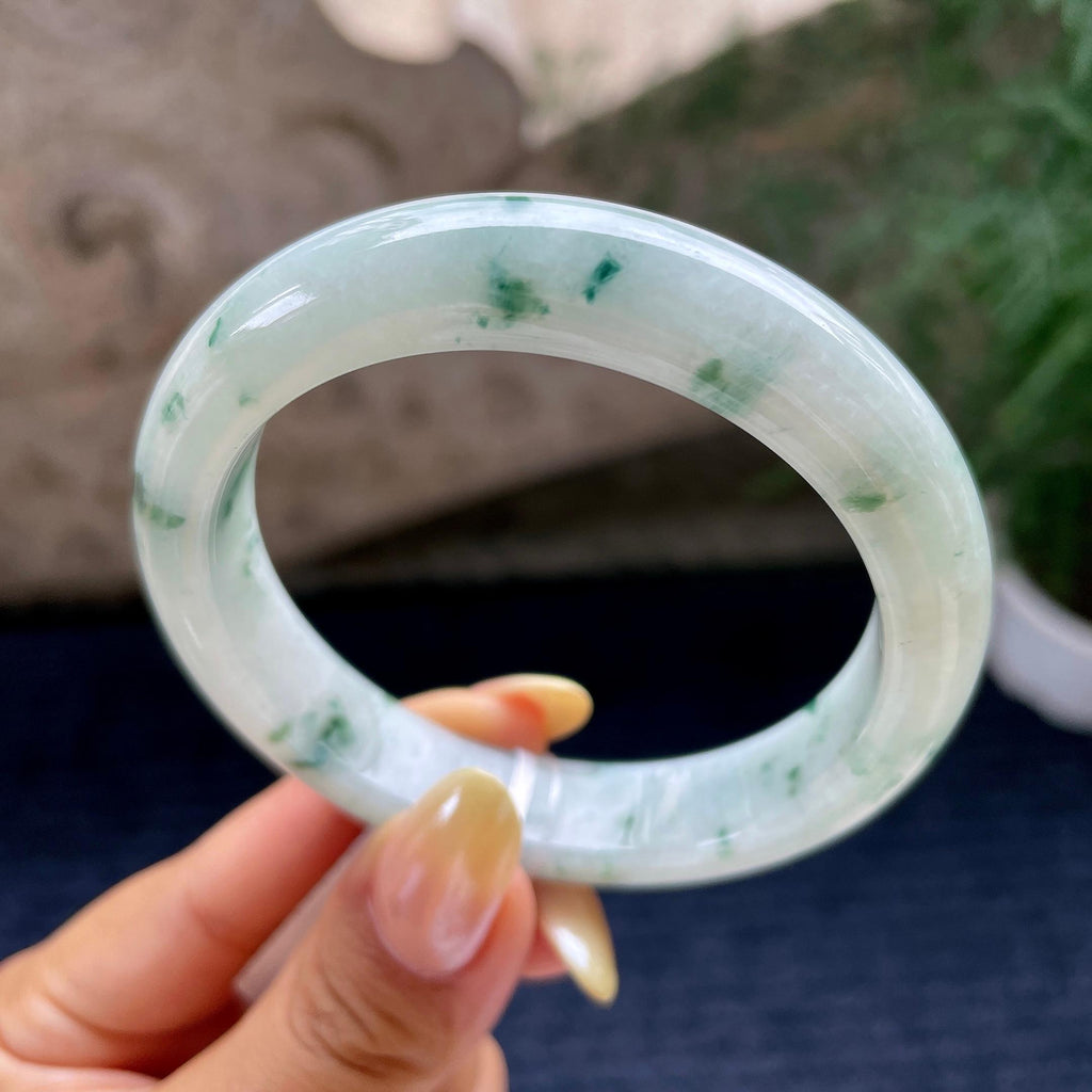 细糯种飘花正圈平安镯56.1圈 天然缅甸A货翡翠（yc464077）