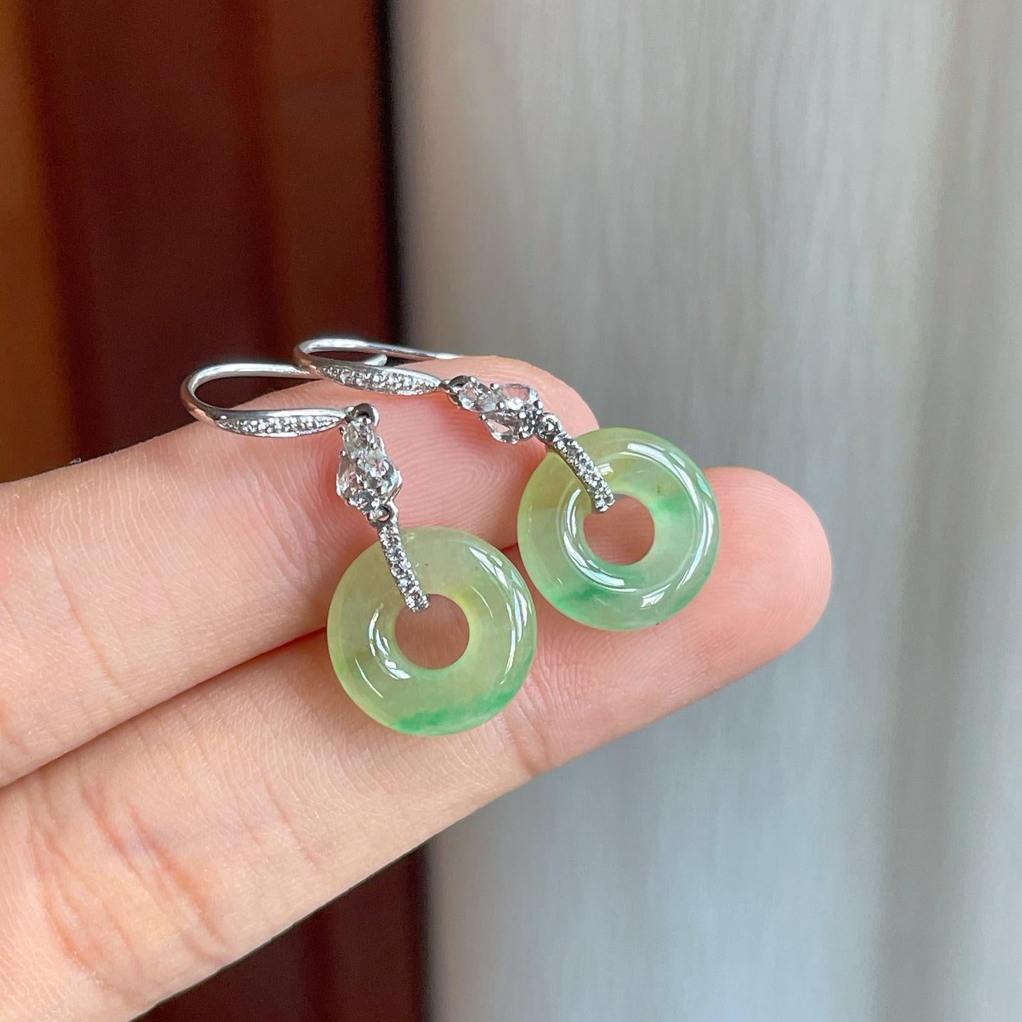 18k金镶糯冰黄加绿翡翠耳坠（yc257265）