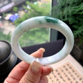 大圈口 细糯种飘绿花正圈平安镯 59圈口 天然缅甸A货翡翠（yc477608）