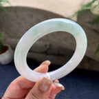 细糯种飘绿花圆条手镯  56.5圈口  天然缅甸A货翡翠（yc441127）