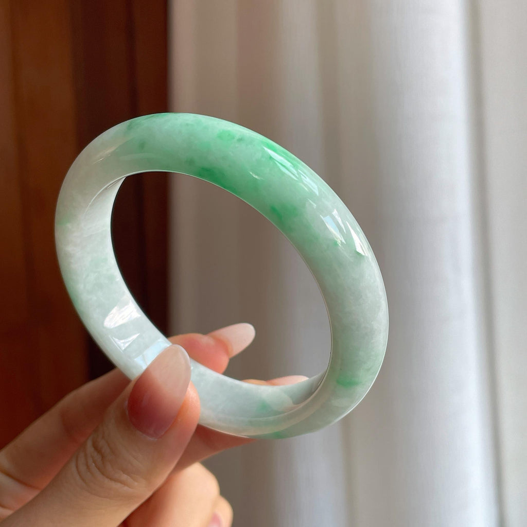 糯冰飘花翡翠平安镯（57.8mm）（yc295073）
