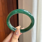 糯冰油青翡翠平安镯 59圈（yc436757）