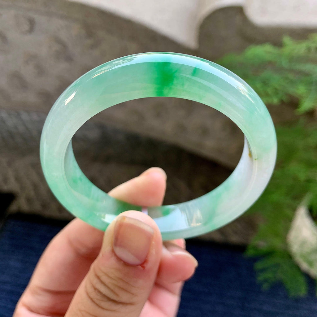 糯冰种飘绿洒金平安镯（51.2mm）（yc249463）