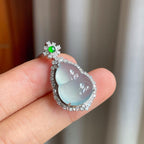 18k金镶冰种蓝底翡翠葫芦（yc247183）