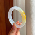 冰种黄翡翡翠平安镯（54.5mm)（yc354259）