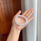 冰种白月光翡翠圆条手镯（55.2mm)（yc381298）