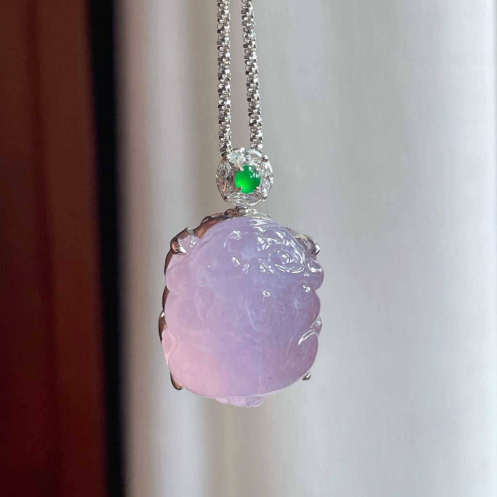 18k金钻镶冰种粉春貔貅戒指（yc253144）