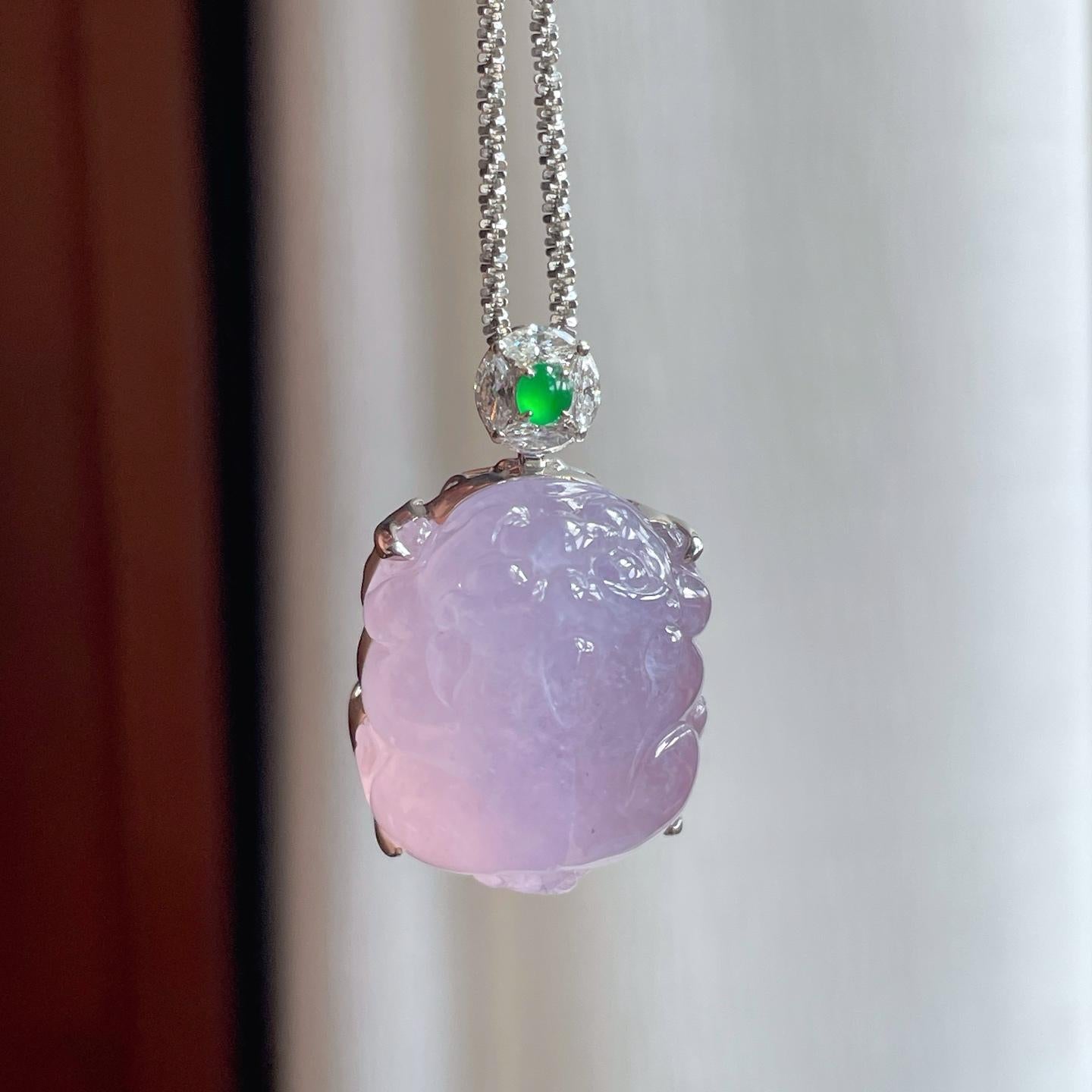 18k金钻镶冰种粉春貔貅戒指（yc253144）