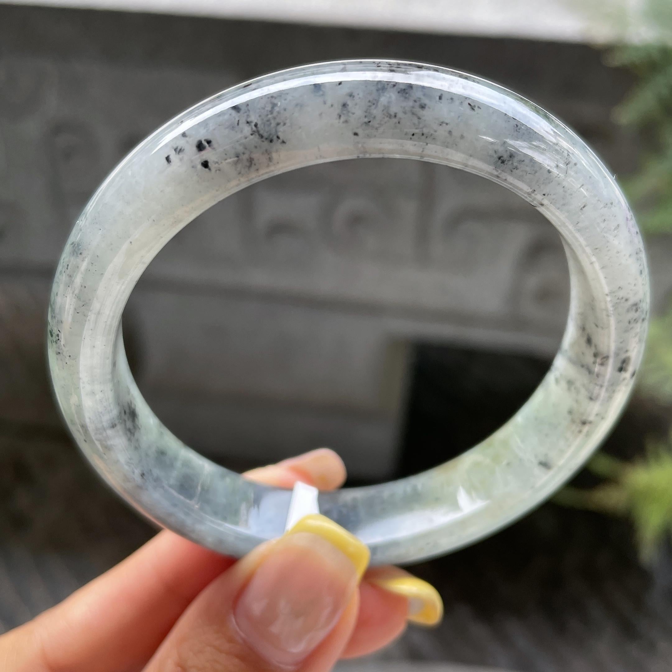 细糯种乌鸡正圈平安镯57圈      天然缅甸A货翡翠（yc387395）