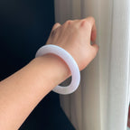 糯冰淡春底翡翠圆条手镯（57.4mm)（yc350480）