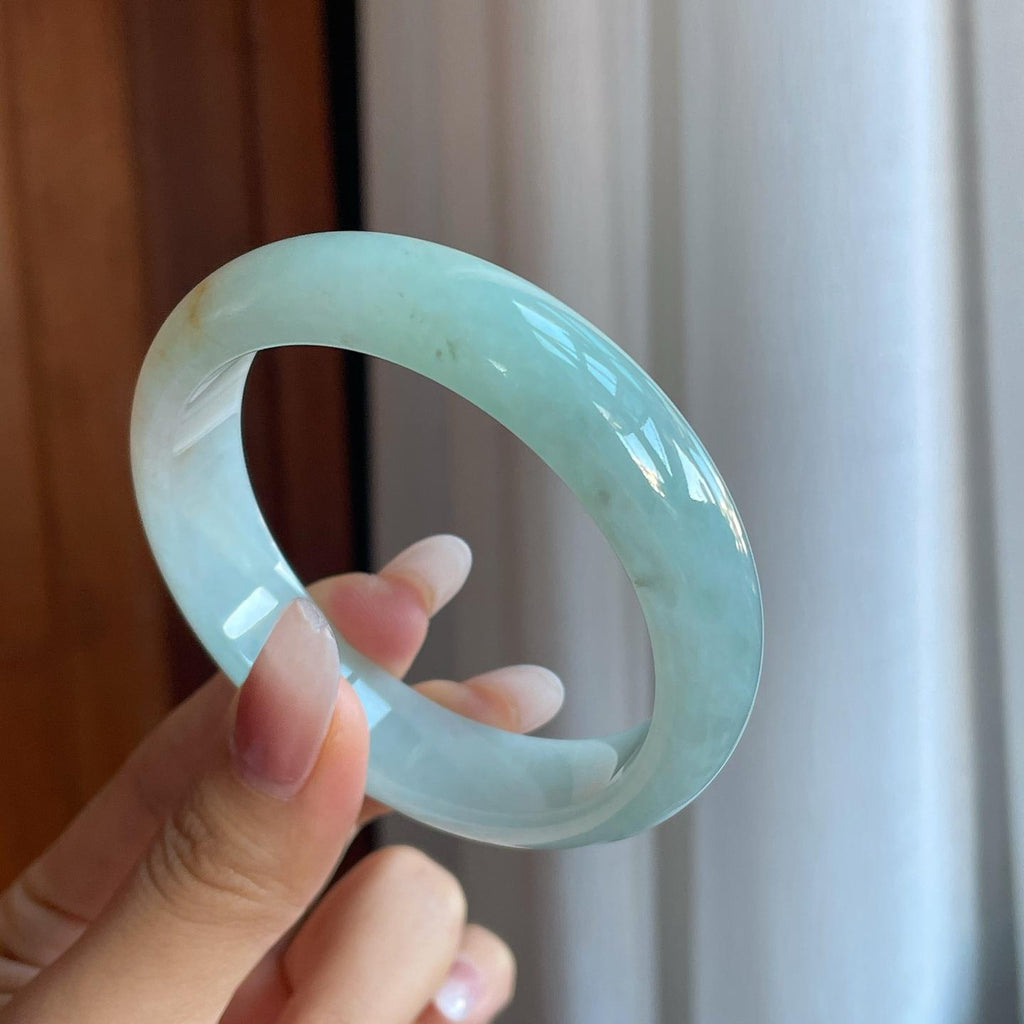 糯冰晴底飘黄翡翡翠平安镯（58mm）（yc266502）