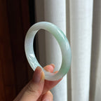 糯冰带色翡翠平安镯 53圈（yc428554）