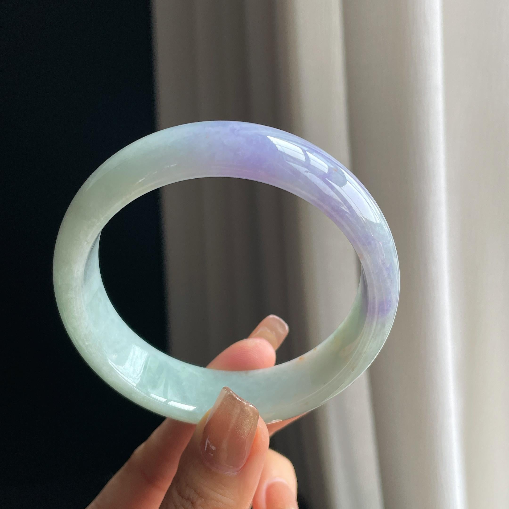 糯冰紫罗兰宽版翡翠平安镯（62mm）（yc373567）
