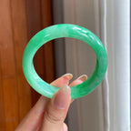 糯冰满绿翡翠平安镯（54mm)（yc406288）