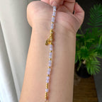 18K金钻镶糯冰种淡紫罗兰小米珠手链（yc232458）