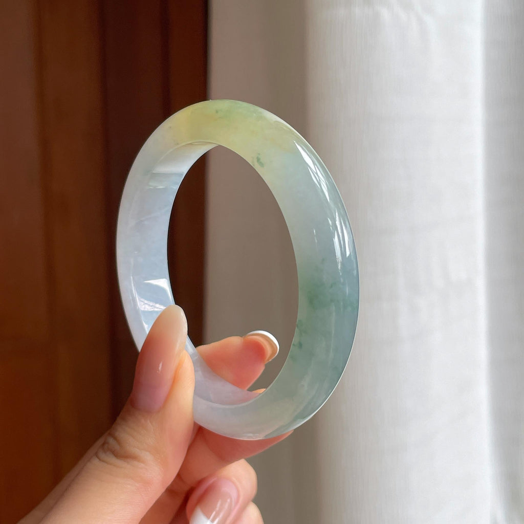 糯冰特色翡翠平安镯（53.6mm)（yc413783）