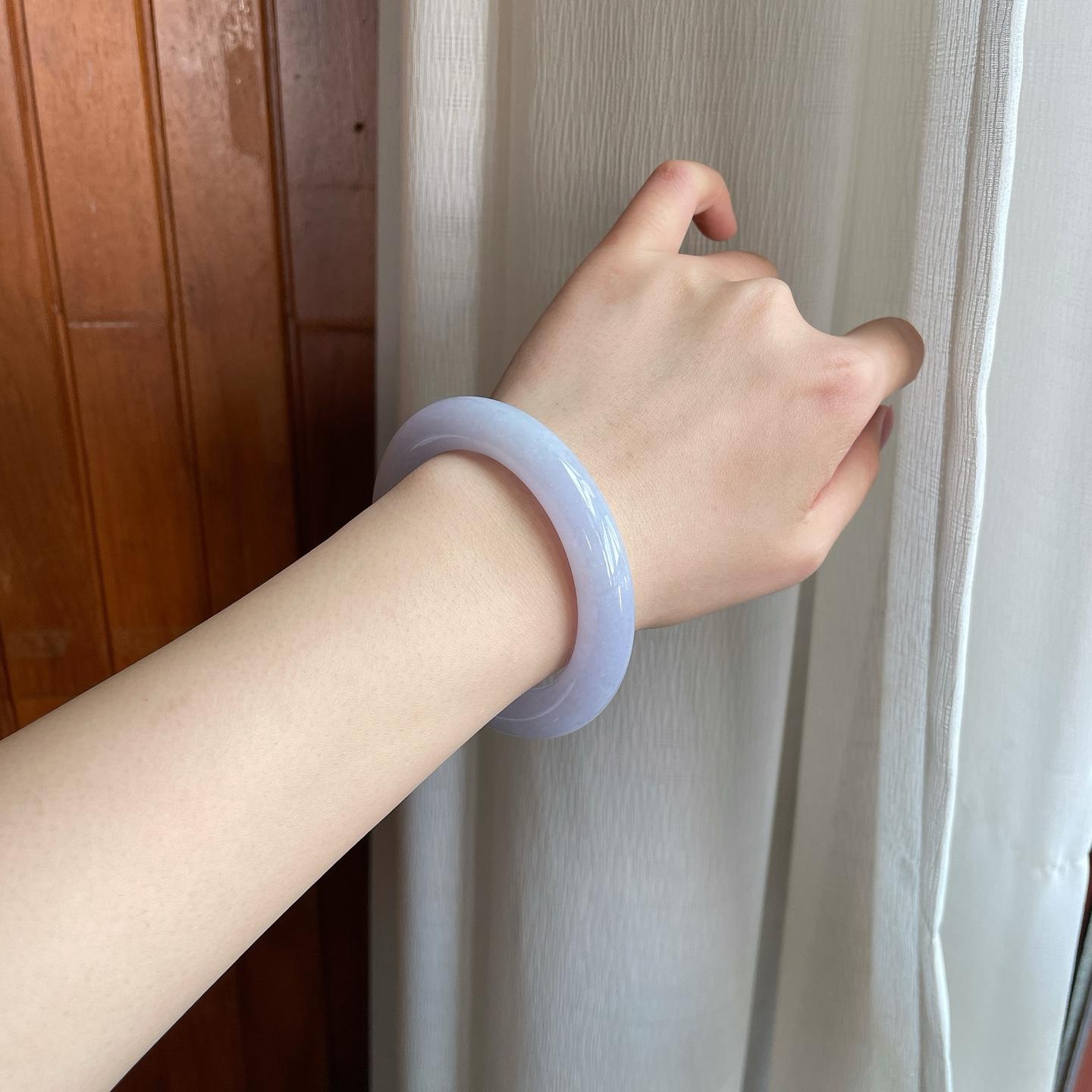 糯冰紫罗兰翡翠圆条手镯（56mm）（yc302421）