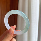 冰种淡春彩底翡翠圆条手镯（54mm）（yc408419）