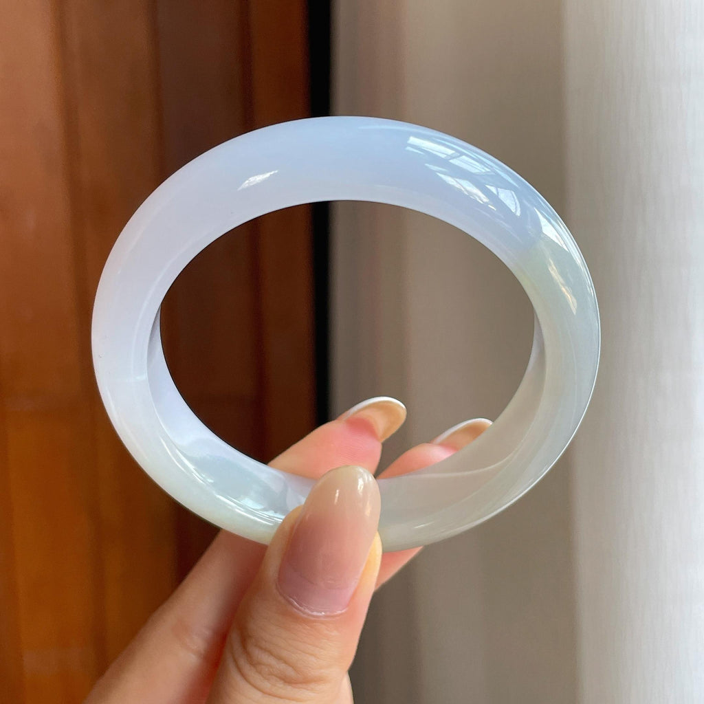糯冰黄翡翡翠平安镯（53mm)（yc419709）